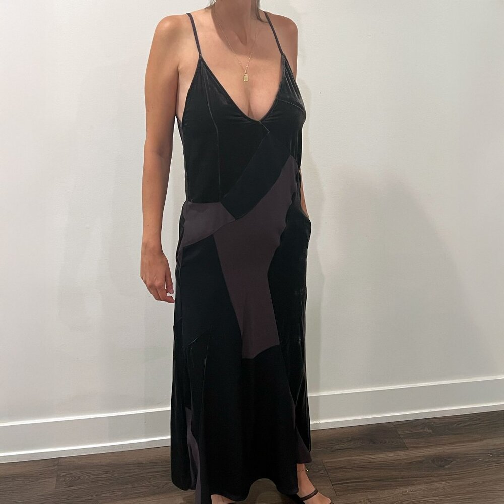 ZARA Studio AW21 Patchwork Velvet & Satin Slip Dress — Maxi, Spaghetti Straps, O - Picture 7 of 8